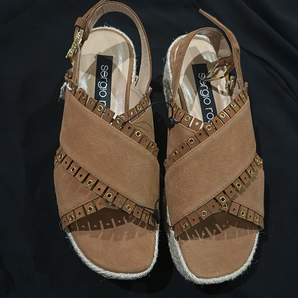 BNIB SERGIO ROSSI  Sz 36.5 Suede wedges